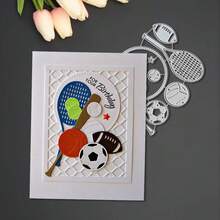 Creative Grid And Ball Sports Cutting Dies, DIY Scrapbooking Album And Embossing Stencil, Greeting Card Making Tool, Card Paper Cutting Crafts ,Gift Card Making Template Die Cuts.