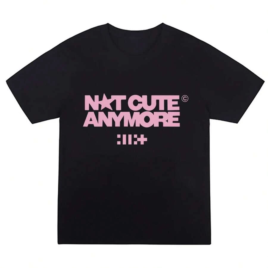 ILLITS Not Cute Anymore Album T Shirts ILLITS Girl Band T-Shirt Korean Fashion Summer Women Men Short - 黑色 - 查看 1
