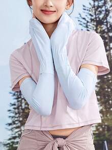 CAMEL CROWN Women's Sun Protection Sleeves, Ice Silk Cooling Fabric, New Design, UV Protection, Lightweight And Breathable, Long Summer Arm Sleeves - Dusty Blue - View 1