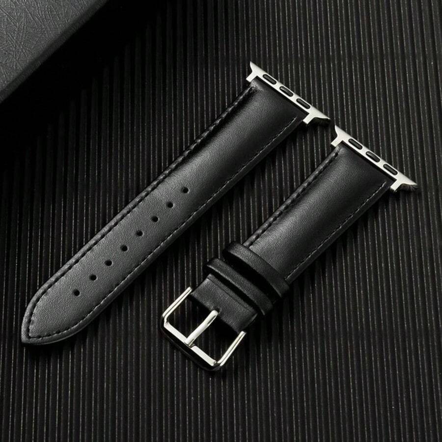 1 szt. męski i damski czarny skórzany pasek kompatybilny z paskiem do zegarka S10 S9 Ultra 49 mm 44 mm 42 mm 38 mm 40 mm Sportowy prosty pasek na nadgarstek kompatybilny z bransoletą Series Akcesoria do pasków do zegarków - Czarne - Zobacz 1