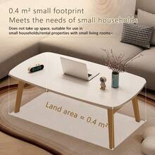 Folding Coffee Table For Living Room Portable  Center Table For Small Spaces Rectangular Floor Table Desk For Home Office No Assembly White - White - View 4