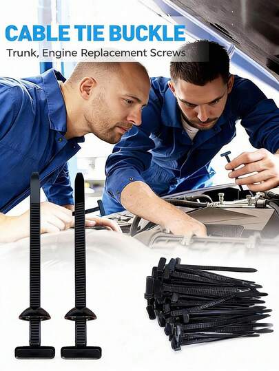 30/50 Pcs Heavy-Duty Nylon Cable Ties With Self-Locking Design, Metal Screws And Buttons- Cable Tie Tools Suitable For Everyday Securing, Automotive Repair, And Cable Bundling; Robust Construction.Car Accessories