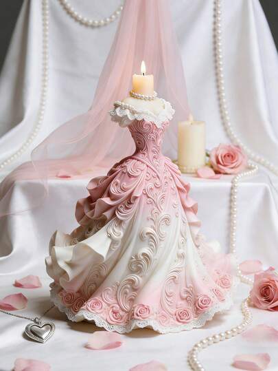 1pc 3D Wedding Dress Silicone Mold - Lace Floral Bodice Non-Stick Heat-Resistant For Resin/Candle Women's Gift Valentine's Day/Birthday/Wedding Home Decor