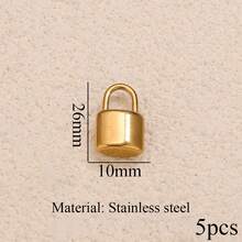 5pcs Stainless Steel 18K Gold-Plated Fashionable Versatile Lock Pendant Small Heart Cute Little Key Tag Pendant Necklace Earrings DIY Pendant Accessories - Lock Pendant - View 8