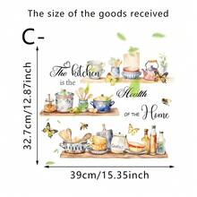 1/4pcs Creative Wall Stickers, Kitchen Shelves & Utensils, Letter & Butterfly Pattern, Removable Waterproof PVC Decals For Kitchen, Dining Room, Living Room Wall Decor - Multicolor - View 10