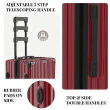 YSTYLE Suitcase Available In Various Colors Made Of PVC Material With Combination Lock And Silent Universal Wheels, Suitable For Storing Clothes For Business Trips, Boarding And Student Boarding. - Red - View 3