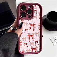 Wine Red Bow Heart Art Pattern Phone Case For Galaxy S25 S24 S23 S22 S21 Ultra Plus S20 FE A55 A54 A35 A15 Soft Cover. Holiday Phone Accessories. 17 Pro Max Case Minimalist New Style Holiday Gift Valentine's Day Gifts Valentine's Day Stitch Ldeal Holiday Present 16 Case 14 Case Clear Phone Case Waterproof Anti-Fall Scratch Resistant 15 Case Phone Cases  Case Custom Phone Case 17 Pro Case - 3 - 查看 3