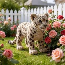 1 Set, Fierce Snow Leopard Crochet Kit For Beginners - Crochet Amigurumi Kit - Animal Crochet Set For Adult Beginner DIY, Includes Written English Crochet Instructions, Step-By-Step PDF Tutorial, Creative Gift For Easter, Valentine's Day - Contains All Necessary Materials - Mighty Snow Leopard - View 1