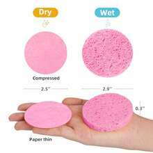 50-Count Compressed Facial Sponges 100% Natural Cellulose Cosmetic Spa Sponges For Daily Facial Cleansing Makeup And Mask Removal Exfoliating Skin Massage Pore Exfoliation 50 Count (Pink ) - 50 Count Pink - View 2