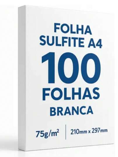 folha papel sulfite pacote com 100 folhas