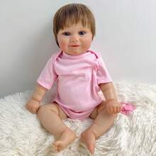50cm Full Vinyl Realistic Smiling Reborn Doll, 20 Inch Soft Touch Newborn Maddie, Hand-Rooted Hair, Adorable Handcraft Toy (Some Accessories Included Randomly, Such As Pacifier, Bottle, Diaper And 1 Set Of Clothes) - Pink - View 7
