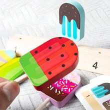 Juego de juguetes de juego de roles de helado, paleta de hielo, caramelo, pensamiento numérico y lógico, educación temprana para niños, aprobado por CE CPC, de madera realista - Multicolor - Ver 5