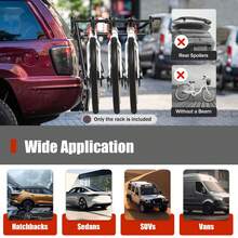 ZhdnBhnos Car Bicycle Rack -Bike, Vehicle Trunk Mount Bike Rack F Frame Foldable Bicycle Carrier Holder For Most Cars SUV Sedan Hatchback Minivan, Lbs Load, Black+Red - Variant,1 - View 3