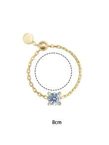 1pc S925 Sterling Silver Zirconia Stone Adjustable Chain Ring, Unique Design, Gift For Women - Diamond - View 7