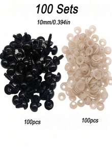 100pcs Black Craft Eyes For DIY Dolls, Plastic Black Doll Eyes, Cartoon Eyes, Handmade DIY Decoration Eyes, Sewing Buttons, Fashion Accessories For Handmade Dolls, DIY Ornaments & Repair Kit For Stuffed Dolls