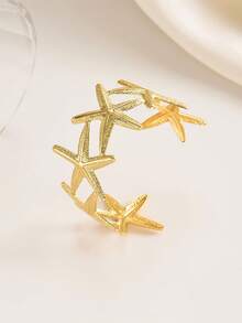 1 chiếc vòng tay hình sao biển thời trang, thích hợp cho nữ giới đeo hàng ngày. - Vàng - Xem 2