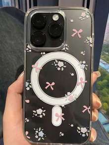1个透明磁吸蝴蝶结情侣手机壳，兼容 17 Pro Max/16 Pro Max/15 Pro Max/13/15/16/17 Pro/14/11，时尚磁吸保护手机壳 - 無色 - 查看 2