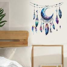 1pc Galaxy Moon Feather Dreamcatcher 3D Wall Sticker, Waterproof & Oil-Proof PVC Wall Decal, Suitable For Ramadan, Bedroom, Kitchen, Living Room - Multicolor - View 6