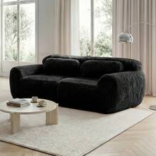 Sofas & Couches - Black + Plush + 2 Seat - View 1