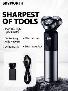 SKYWORTH G3F Triple-Head Electric Shaver For Men, 9000RPM High-Speed Quiet Motor, Dual-Ring Floating Foil, Compact Portable Design For Travel & Daily Use - Multicolor - View 2