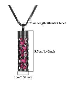 复古黑色不锈钢香薰扩香吊坠项链镂空小盒项链香水精油扩香项链香薰首饰钛钢项链女士情侣朋克吊坠DIY配件 - 黑色 - 查看 5