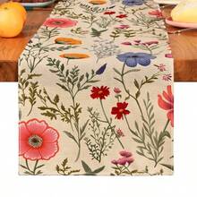 1 st löpare med blommönster, 4 st bordsunderlägg med blommönster, lämpliga för högtider, fester, födelsedagar, middagar, köks- och matbordsdekorationer, hem- och vardagsrumsinredning året runt - Multifärgad - Visa 17