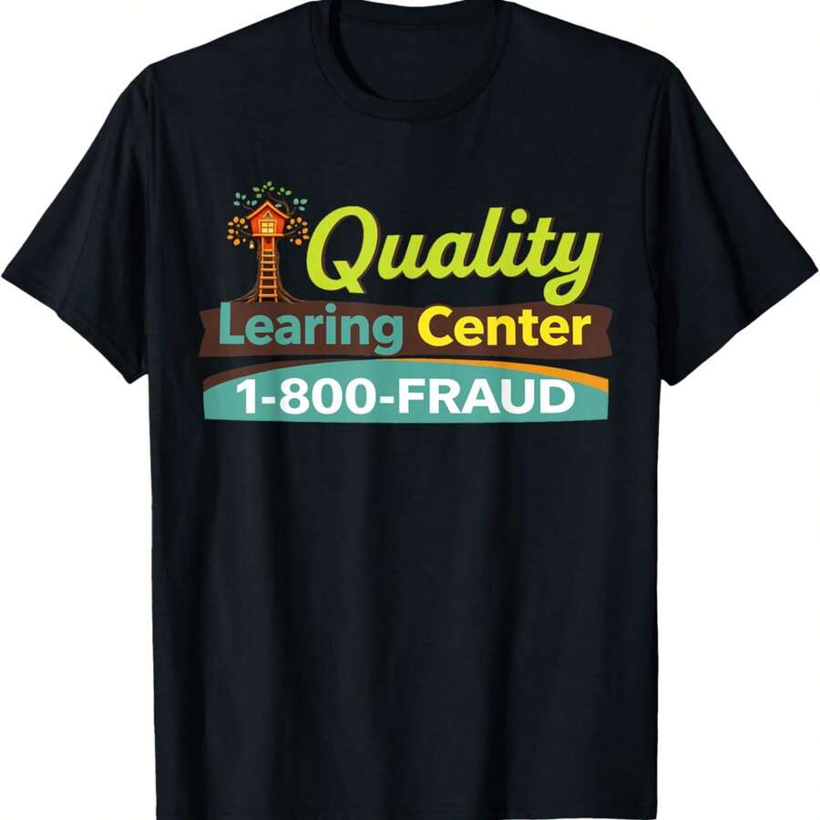 Funny Meme Quality Learing Center Humor Political Tee Walz T-Shirt - Black - View 1