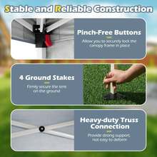 10 X 10FT Pop Up Canopy Tent W/ 1 Sidewall Portable Backpack, 4 Stakes Slant Leg - Default - View 9