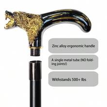 de caminar para hombres y mujeres y personas mayores, 36.5 pulgadas, resistente capacidad de ms de 500 libras, mango ergonmico de lobo, diseo decorativo y adornado, arte gtico y - negrodorado - Ver 3