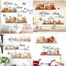 1/4pcs Creative Wall Stickers, Kitchen Shelves & Utensils, Letter & Butterfly Pattern, Removable Waterproof PVC Decals For Kitchen, Dining Room, Living Room Wall Decor - Multicolor - View 9