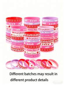 8pcs Valentine's Day Clapping Bracelets, Rubber Wristbands, Valentine's Party Favors, School Classroom Gift Fillers, Classroom Exchanges, Birthday Giveaways, Game Prizes, Party Supplies - Multicolor - View 6