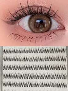 High-Quality Pre-Made Dense Eyelash Clusters, 6D Pointed Pre-Made Eyelash Clusters, Eyelash Extensions, Eyelash Clusters, Single Eyelash, False Eyelashes - Black - View 8