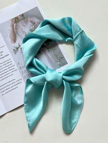 1pc Solid Color Scarf, Comfortable, Elegant, Unique, Classic, Versatile, Fashionable Women's Scarf For Spring/Autumn - Mint Green - View 2