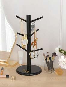 Coffee Cup Rack, Upgraded Thickened Wooden Base Cup Rack, Coffee Cup Rack With 6 Hooks, Suitable For Countertop Cup Rack Storage Rack, Bamboo Mug Rack, Suitable For Countertop, Coffee Bar Accessories And Storage Station - Multicolor - View 7