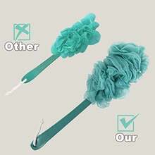 Back Scrubber For Shower Loofah On A Stick As Shower Brush Exfoliating Body With Long Handle Loofah Sponge Mens Loofah Bathing Accessories For Women 2Pack Blue (2Pack Blue) - Pink White and Green - View 5
