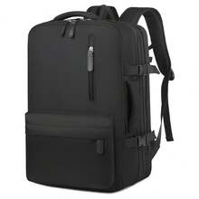 Waterproof Expandable Backpack For Notebooks, Travel, Executive, School, Reinforced, Large Capacity With USB Port, Unisex - Black - View 1