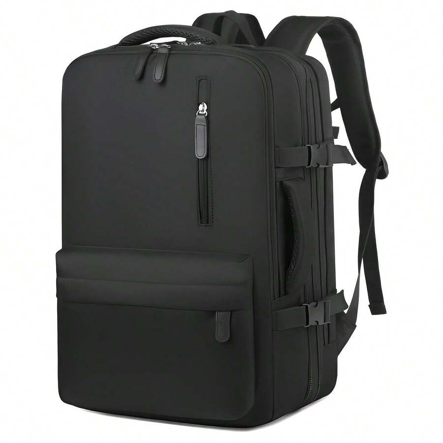 Waterproof Expandable Backpack For Notebooks, Travel, Executive, School, Reinforced, Large Capacity With USB Port, Unisex - Black - View 1