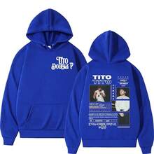 Titos Double P Ay Mama 2025 Tour sweat-shirt à capuche imprimé, Sweat-shirt-shirt décontracté de mode rétro streetwear pour hommes - bleu indigo - Voir 13