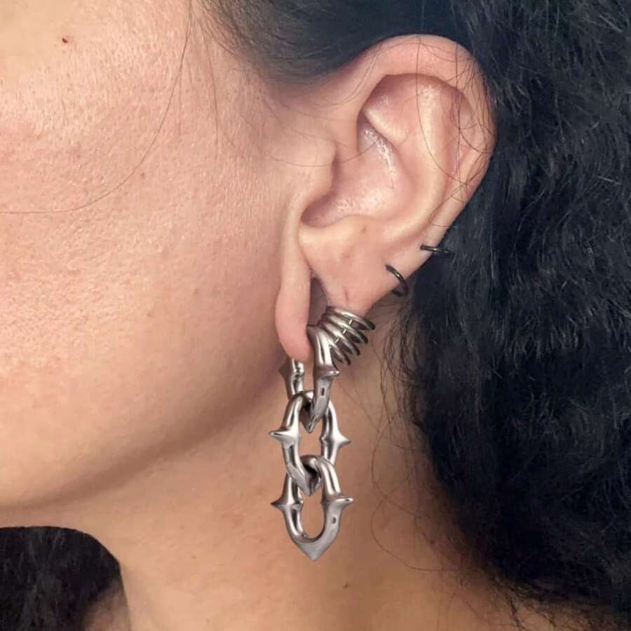 1 chiếc khuyên tai bằng thép không gỉ 316L, kiểu dáng thời trang, dùng để nong lỗ tai, phù hợp cho cả nam và nữ. Quà tặng trang sức thời trang. - 1 dài - Xem 1