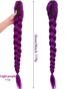 26/28/32 Inch Purple Long Braided Wig, Synthetic Fiber Box Braided Wig, Easy To Clip On, Ponytail, Suitable For Costume Role Play - Multicolor - View 18