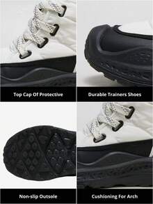 CAMEL CROWN Men's Snow Boots, Winter Warm Graphene Heated Thick Sole Anti-Slip Outdoor Ankle Boots - Black/White - View 4