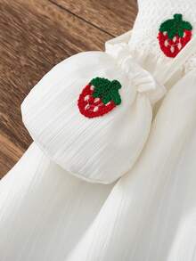 BASUSARRI Girls' Spaghetti Strap Dress With Strawberry V-Waist And Flared Skirt, Paired With Fashionable Mini Bag, Elegant & Cute Dress For Birthday Party And Casual Occasions - White - View 6