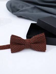 1件高品质盒装复古个性化纹理领结，深色双蝴蝶结，适合作为情人节礼物、日常商务穿着。 - A - 查看 12