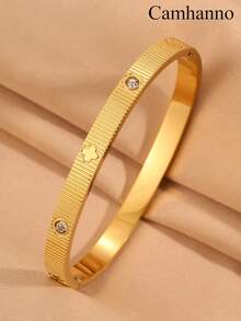 Camhanno 1/5 chiếc vòng tay nữ bằng thép không gỉ mạ vàng tinh tế và thời trang, phụ kiện đeo nhiều lớp đa năng và sang trọng. - Nhiều màu - Xem 8