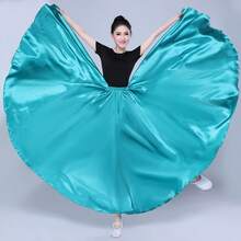 Long Fashionable Dance Dress, Made Of Polyester Fiber, Women's Satin Ballet Skirt, Suitable For Belly Dance, Dance, Flamenco Dance And Rock Dance - Multicolor - View 13