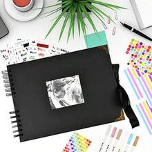 lbum de Fotos Scrapbook, lbumes de Recortes de Bricolaje 80 Pginas, Scrapbook Memoria de Viaje con Pegatinas y Bolgrafos, Regalo para Cumpleaos, Navidad, Pareja, Boda Aniversario, Negro - como se muestra en la figura - Ver 8