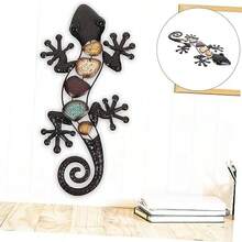 Escultura de Pared Gecko de Hierro Forjado, 15 x 7.5 Pulgadas, Decoración Artística para Interior y Exterior, Ideal para Jardín, Sala, Restaurante o Regalo Creativo - 15l x 7.5a cm+como se muestra 2 - Ver 2