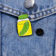 1pc Cute Pickle Jar Design Hard Enamel Pin Brooch For Women's Fashion Accessory, Charming Clothing Ornament - 1 - 查看 3