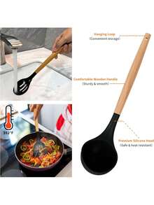 Juego de 12 piezas de utensilios de cocina - Utensilios de cocina antiadherentes, resistentes al calor, herramientas de cocina, juego de herramientas de mezcla - Multicolor - Ver 3