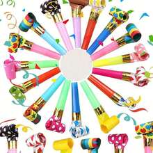 20pcs-Party Blower, Colored Noise Generator, Squawkers Tassel Noise Generator For Party Playing, Birthday Noise Generator, Birthday Horn Blowing Party Whistle, Suitable For Graduation Ceremonies, Party Events, Christmas, Easter And Other Parties,Christmas - Multicolor - View 1